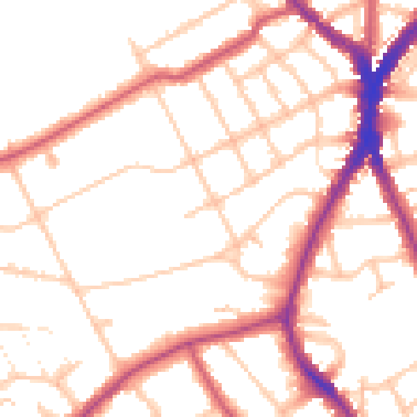 Daytime road noise heatmap for N8 8EP