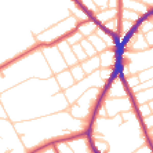 Daytime road noise heatmap for N8 8HY