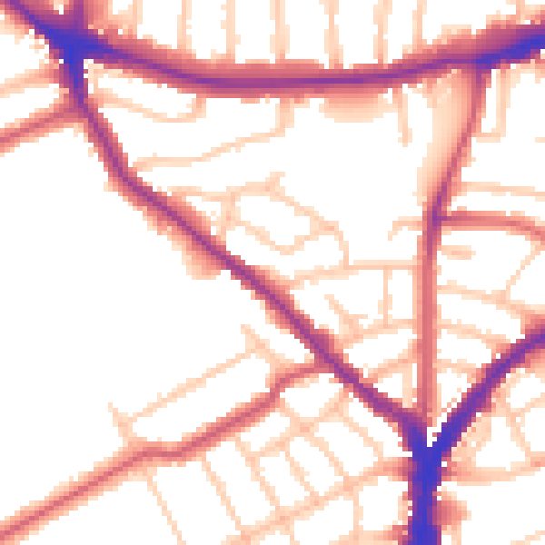 Daytime road noise heatmap for N8 8JS