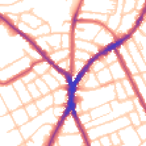 Daytime road noise heatmap for N8 8PP