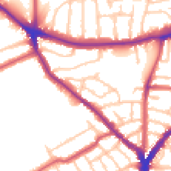 Daytime road noise heatmap for N8 8QY