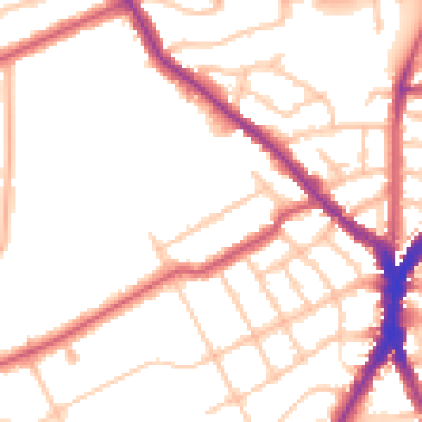 Daytime road noise heatmap for N8 8RJ