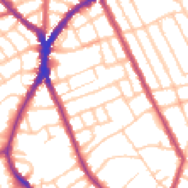 Daytime road noise heatmap for N8 9AX