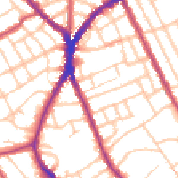 Daytime road noise heatmap for N8 9DU
