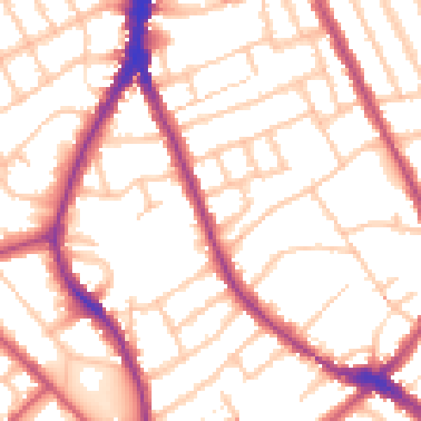 Daytime road noise heatmap for N8 9EE