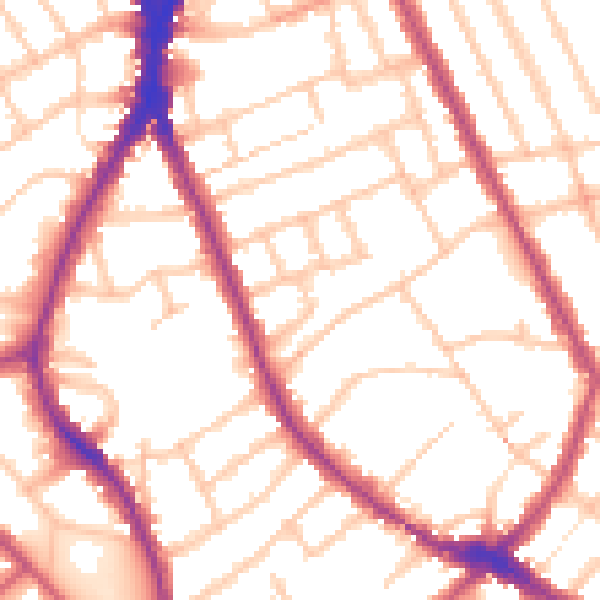 Daytime road noise heatmap for N8 9EL
