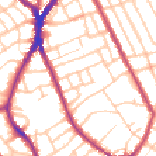 Daytime road noise heatmap for N8 9EX