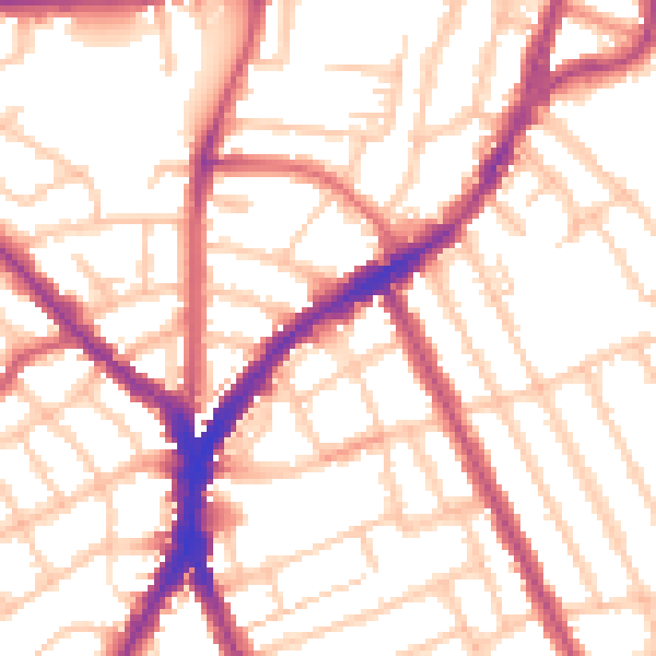 Daytime road noise heatmap for N8 9FD