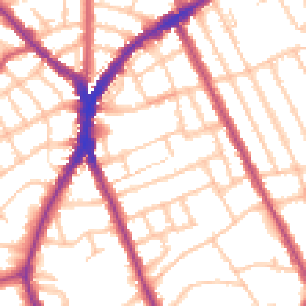 Daytime road noise heatmap for N8 9HS