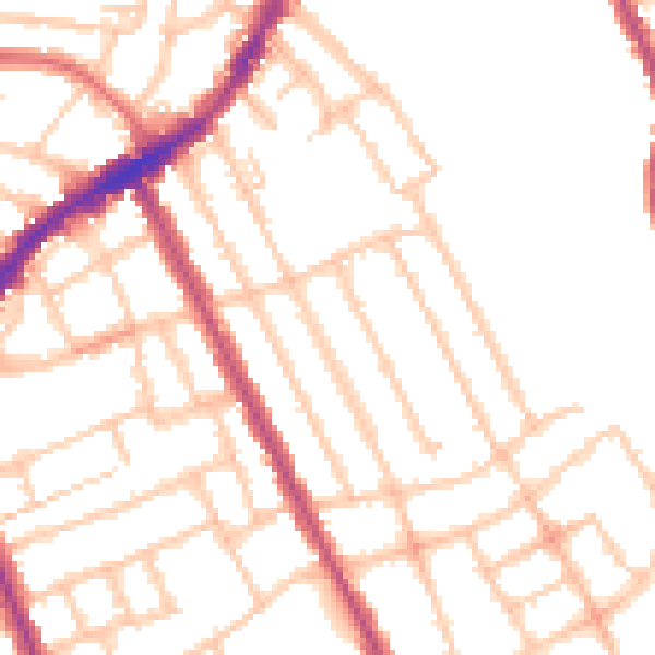 Daytime road noise heatmap for N8 9JY