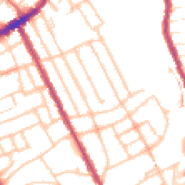 Daytime road noise heatmap for N8 9LL