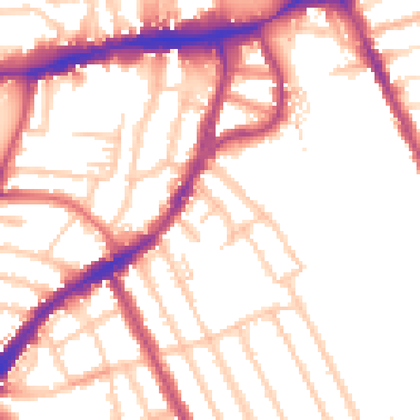 Daytime road noise heatmap for N8 9PA