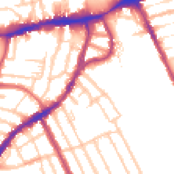 Daytime road noise heatmap for N8 9PD