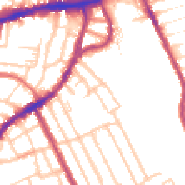 Daytime road noise heatmap for N8 9PE