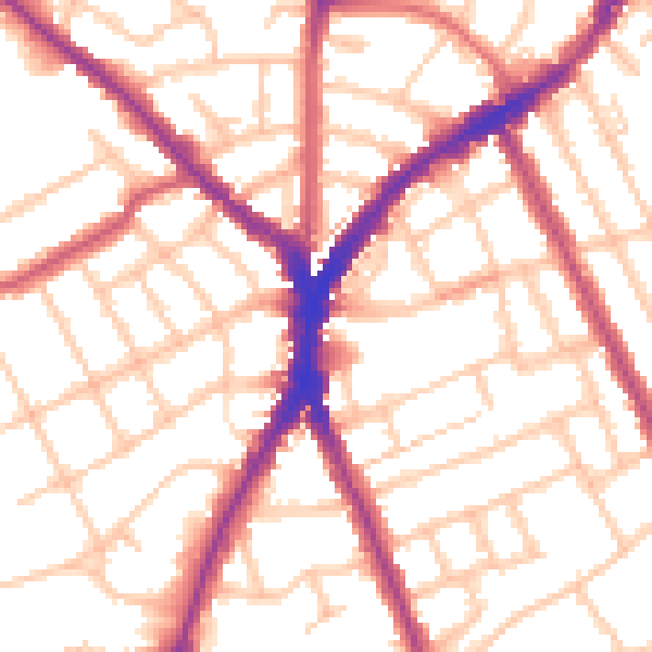 Daytime road noise heatmap for N8 9SU