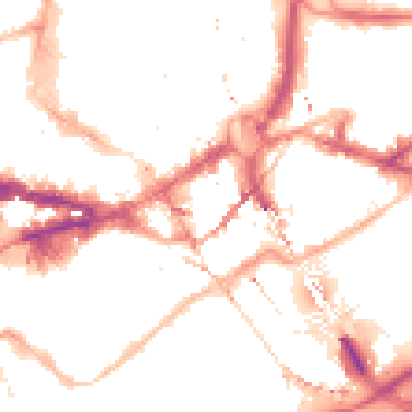 Night-time road noise heatmap for NE1 1LE