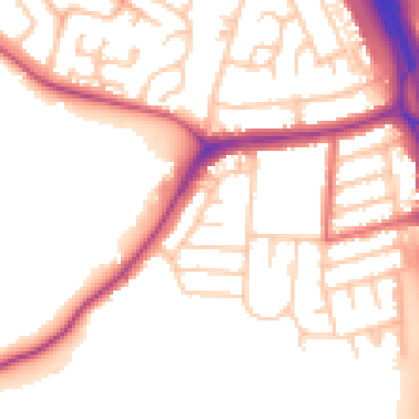 Daytime road noise heatmap for NE11 0AQ