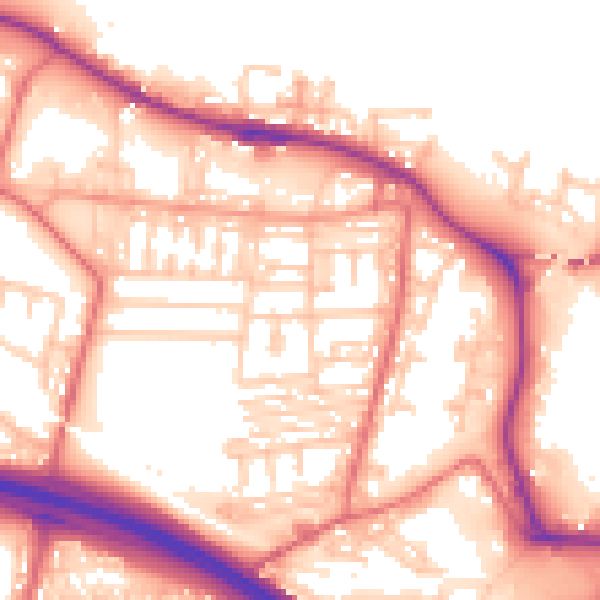 Daytime road noise heatmap for NE11 9AN