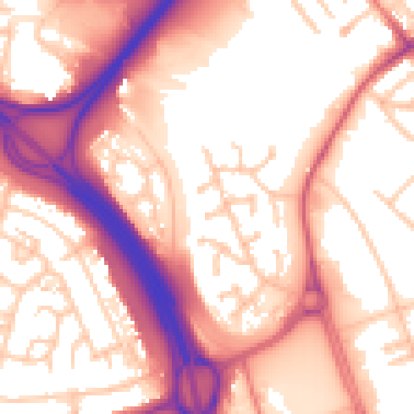 Daytime road noise heatmap for NE11 9UF