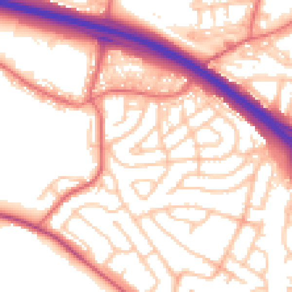 Daytime road noise heatmap for NE11 9US