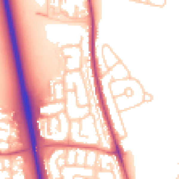 Daytime road noise heatmap for NE13 6AE