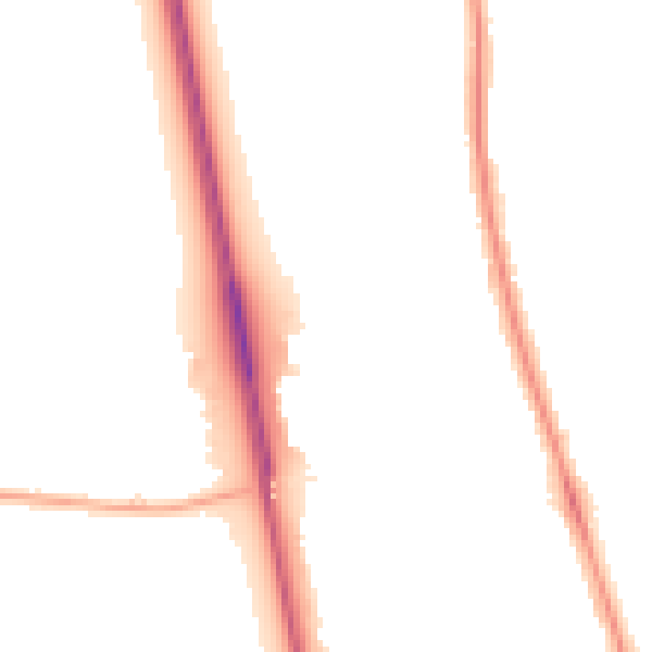 Night-time road noise heatmap for NE13 6AP