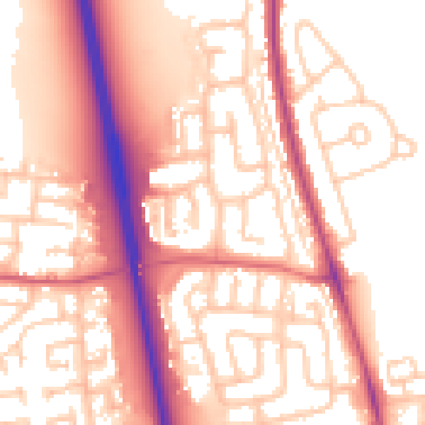 Daytime road noise heatmap for NE13 6AQ