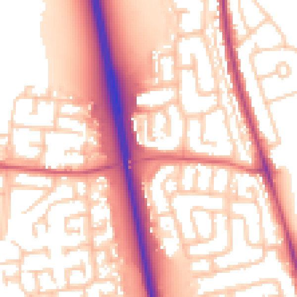 Daytime road noise heatmap for NE13 6AS