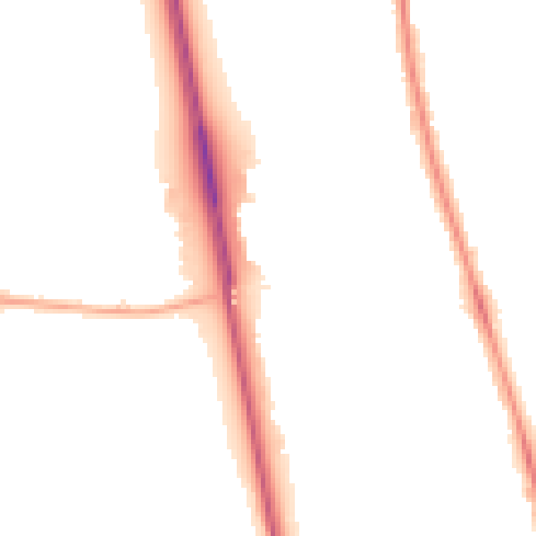 Night-time road noise heatmap for NE13 6AS