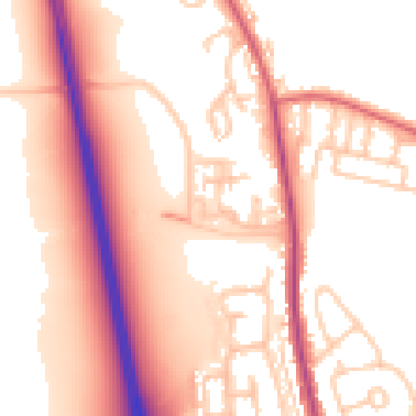 Daytime road noise heatmap for NE13 6DY
