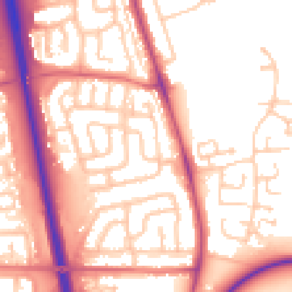 Daytime road noise heatmap for NE13 6JG