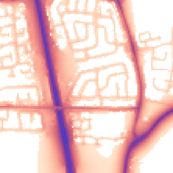 Daytime road noise heatmap for NE13 6PU