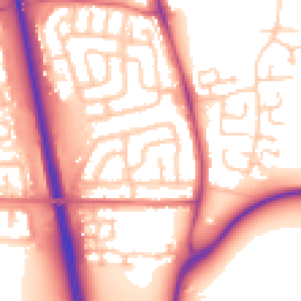Daytime road noise heatmap for NE13 6PY