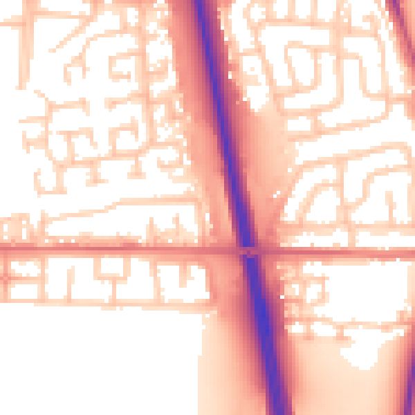 Daytime road noise heatmap for NE13 7BN