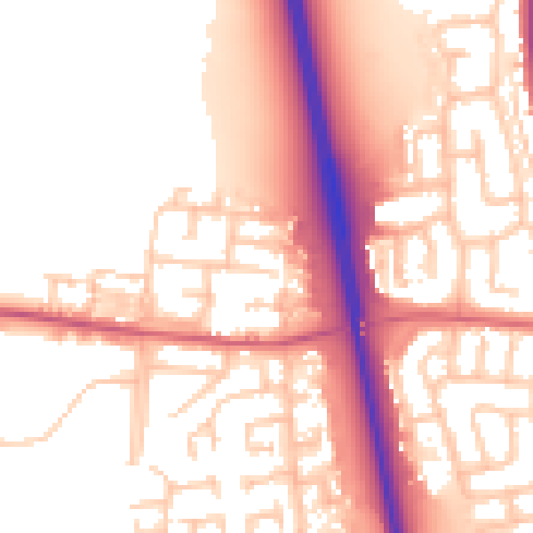 Daytime road noise heatmap for NE13 7EB