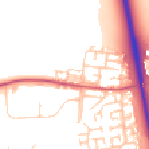 Daytime road noise heatmap for NE13 7EE