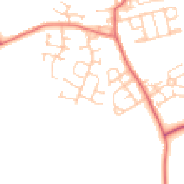 Daytime road noise heatmap for NE13 7LS