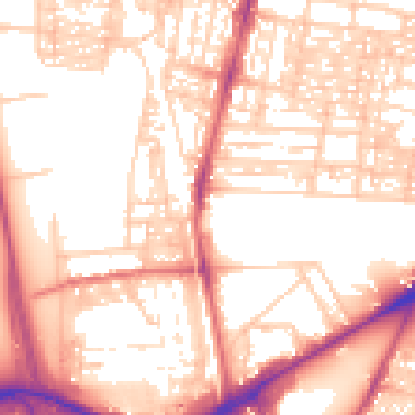 Daytime road noise heatmap for NE2 2AQ