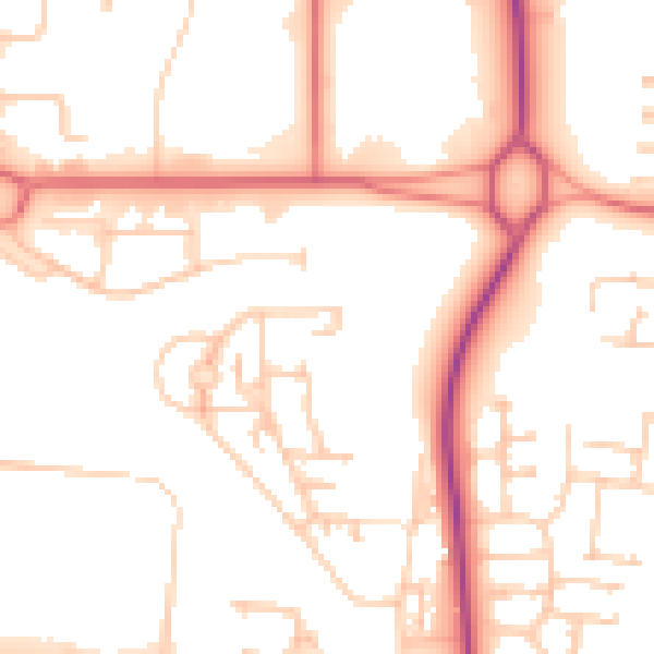Daytime road noise heatmap for NE23 1AB