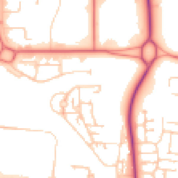 Daytime road noise heatmap for NE23 1AD