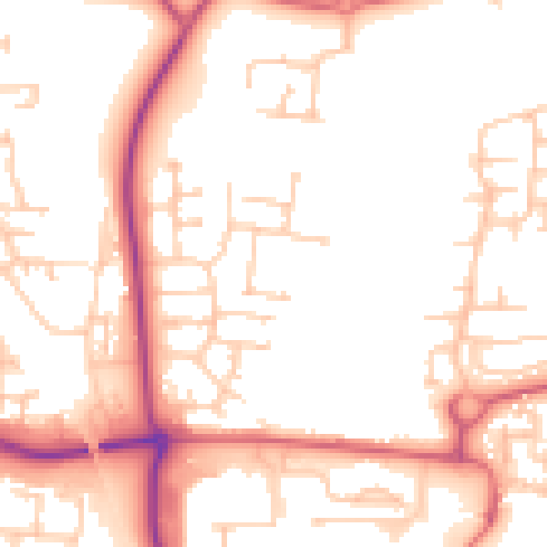 Daytime road noise heatmap for NE23 1AL