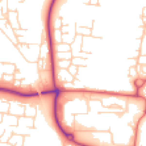Daytime road noise heatmap for NE23 1AU