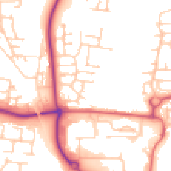 Daytime road noise heatmap for NE23 1AW