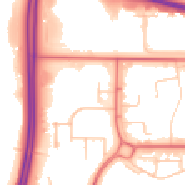 Daytime road noise heatmap for NE23 1BB