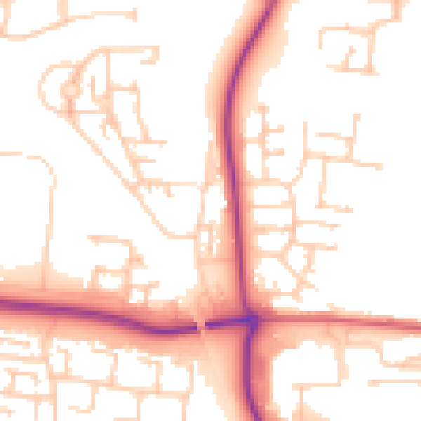 Daytime road noise heatmap for NE23 1BN