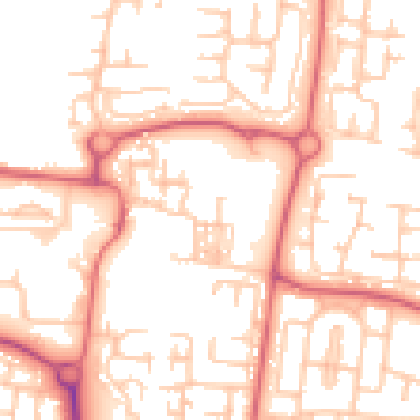 Daytime road noise heatmap for NE23 1DT