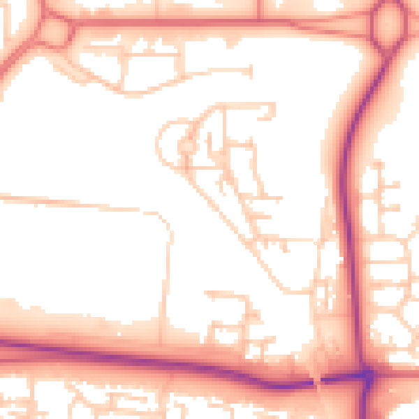 Daytime road noise heatmap for NE23 1EY