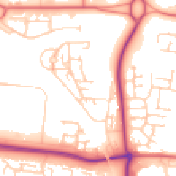 Daytime road noise heatmap for NE23 1HB