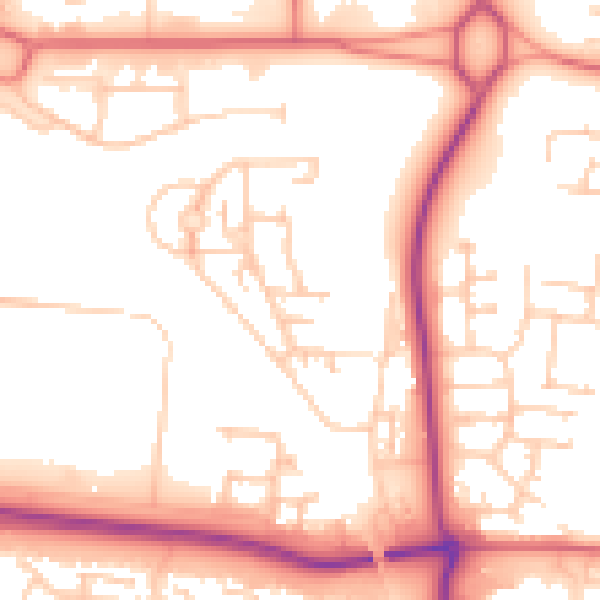 Daytime road noise heatmap for NE23 1HD
