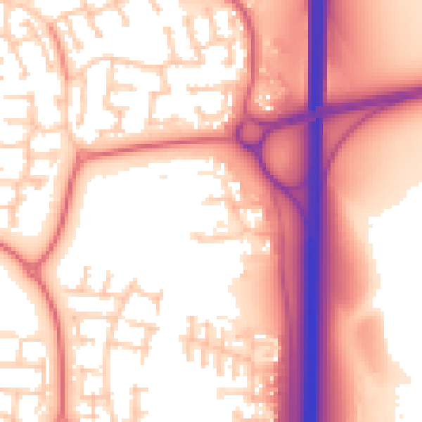 Daytime road noise heatmap for NE23 2UH